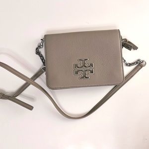 Tory Burch Leather Crossbody Bag, Gray
